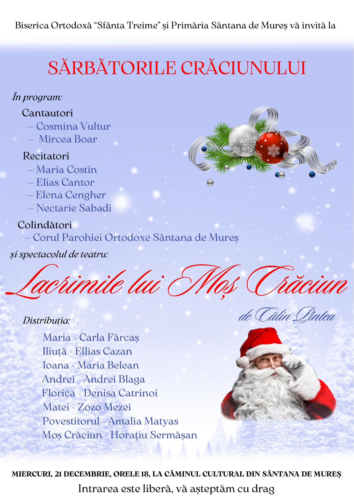 Lansare de carte și premiera piesei de teatru „Lacrimile lui Moș Crăciun”